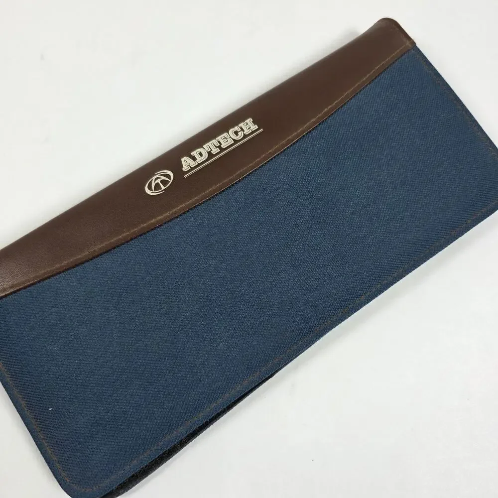 Vintage Business Card Holder Adtech Denim/faux leather Organizer multipage